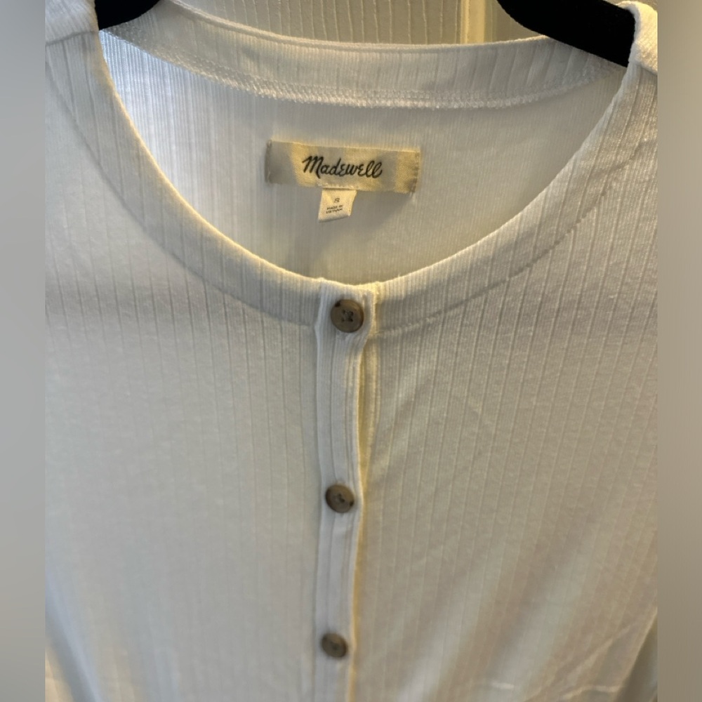 Madewell Ribbed long sleeve knit button down - off white
